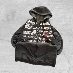 Vintage Y2K MMA Elite Hoodie Men's Medium Sherpa Lined Zip Up Jacket Grunge .